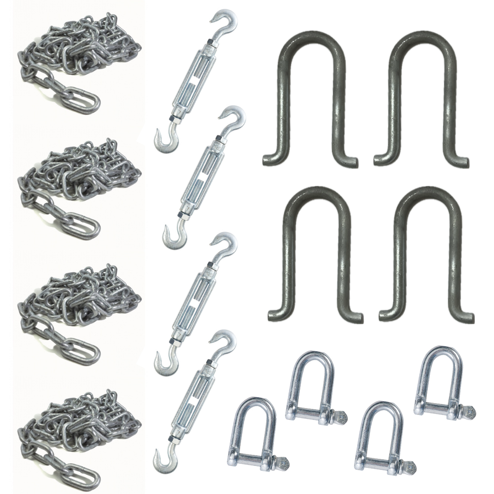 Kit de retenue pour caravane statique avec chaîne de 10 mm et ancrage à boulon en U