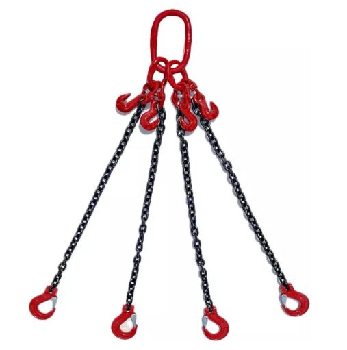 Grade 80 4-Leg Chain Sling 10MM With Sling Hook Lifting WLL 6.7T + Shorteners