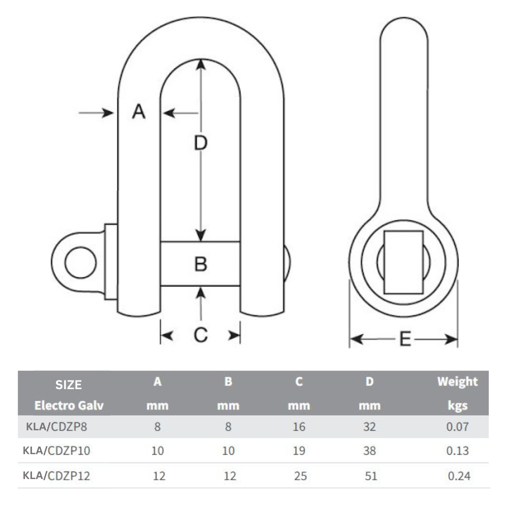 Commercial Dee Shackle BZP x 50pcs