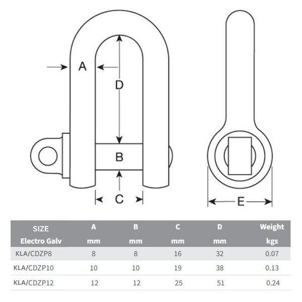 Commercial Dee Shackle BZP x 50pcs