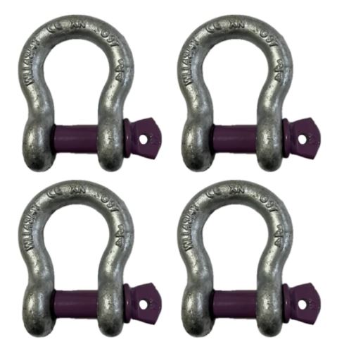 4x Lifting Shackle WLL 4.75 Ton Galvanised Screw Pin Tested Alloy Bow Shackles