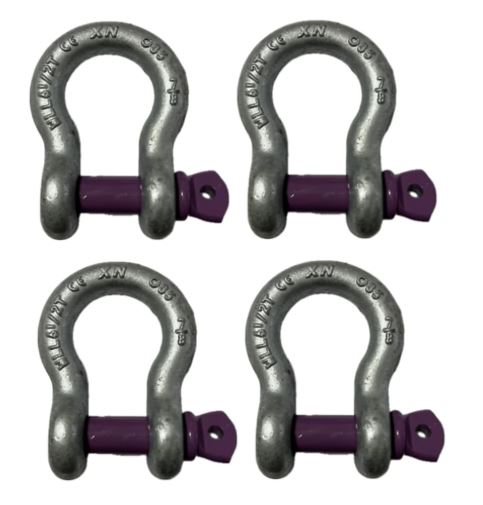 4x Lifting Shackle WLL 6.5 Ton Galvanised Screw Pin Tested Alloy Bow Shackles