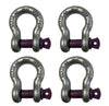 4x Lifting Shackle WLL 3.25 Ton Galvanised Screw Pin Tested Alloy Bow Shackles
