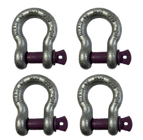 4x Lifting Shackle WLL 3.25 Ton Galvanised Screw Pin Tested Alloy Bow Shackles