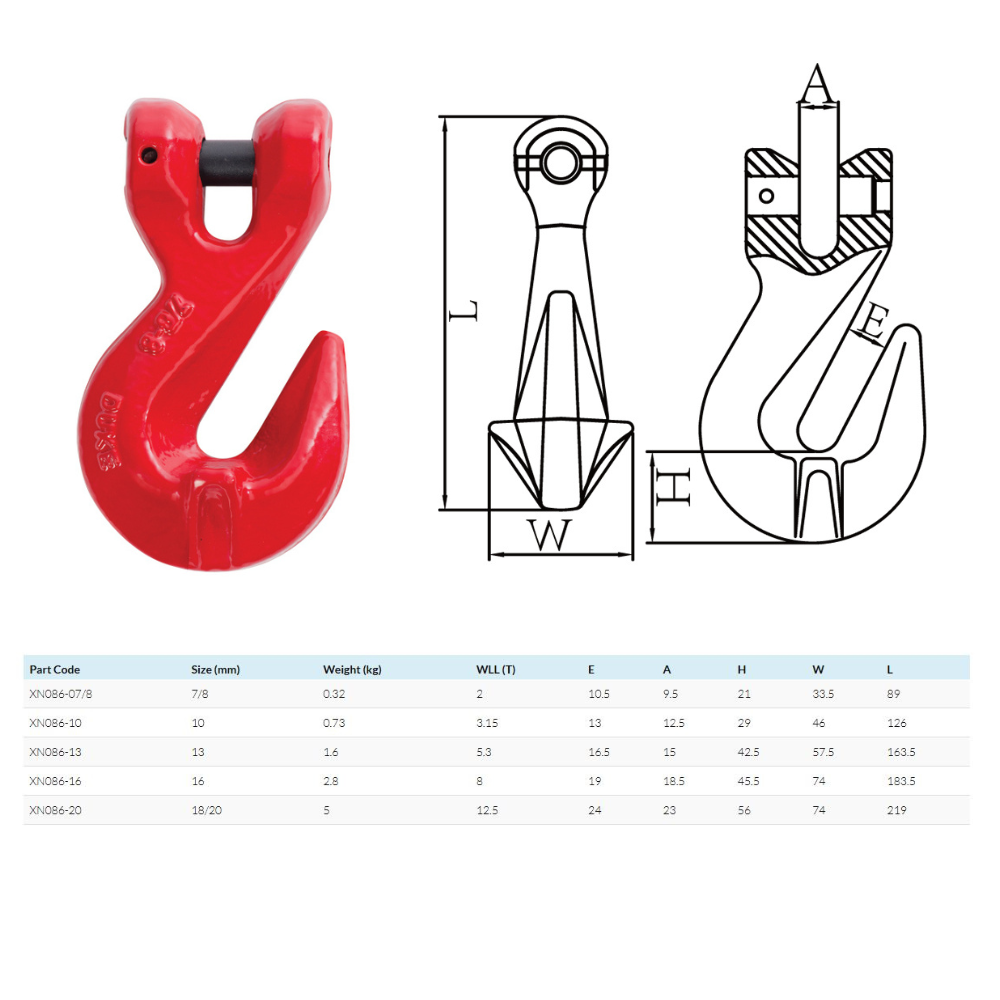 Grade 80 Clevis Grab Hook 7/8MM WLL 2T
